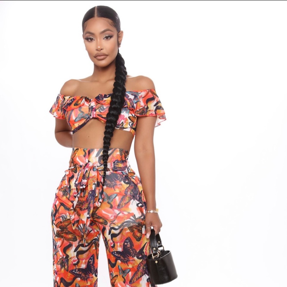 Fly Away Mesh Pant Set - Orange/combo